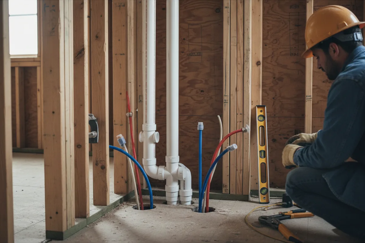 Drain and supply rough-in during Sump Pump Repair in Braceville