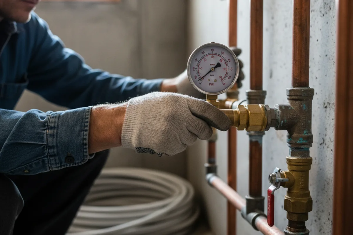 Pressure testing a repaired line during Water Line Repair in Braceville